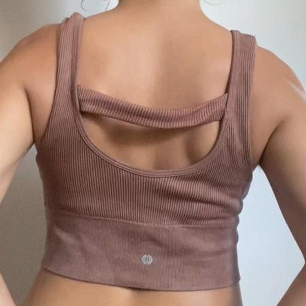 Women's Ribbed Tank Top - Brown - Picture 2 of 3